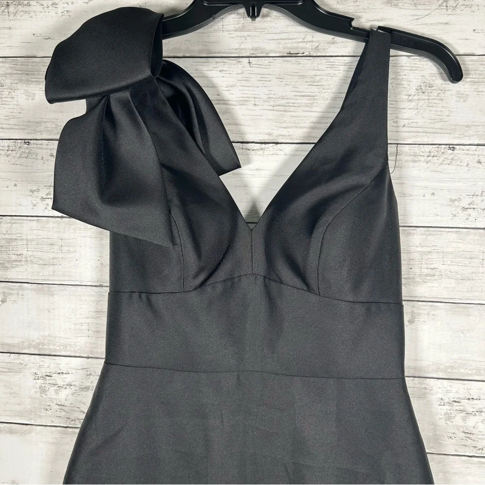 Alfred Sung Black Bow Sleeveless Satin Twill Trumpet Formal Gown Sz 2 $269 D863 - Picture 5 of 10